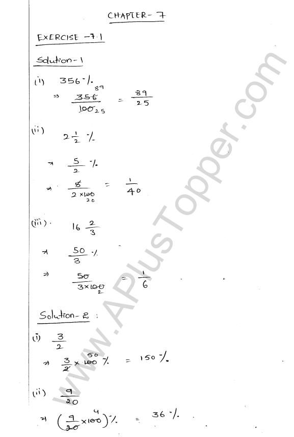 ML Aggarwal ICSE Solutions for Class 8 Maths Chapter 7 Percentage 1