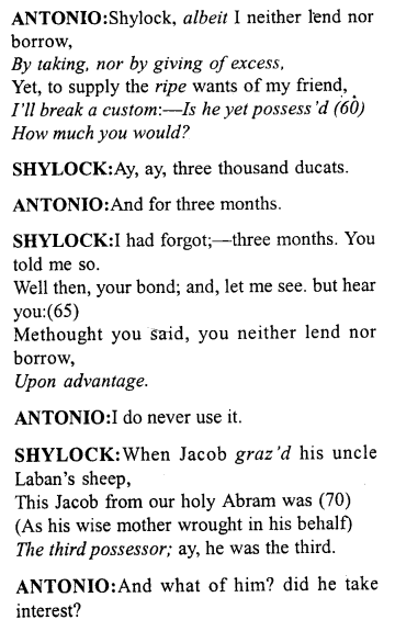 Merchant of Venice Act 1, Scene 3 Translation Meaning Annotations 5