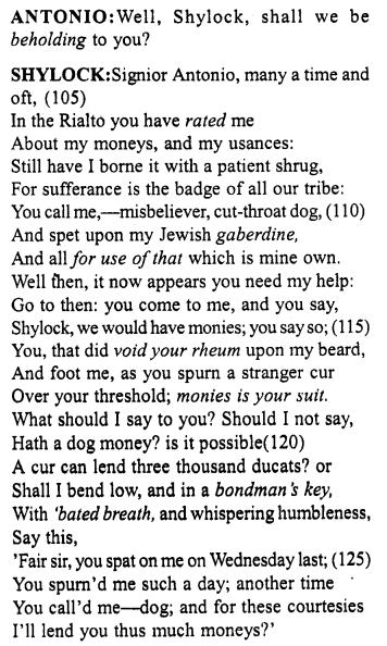 Merchant of Venice Act 1, Scene 3 Translation Meaning Annotations 9