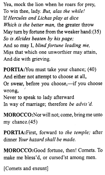 Merchant of Venice Act 2, Scene 1 Translation Meaning Annotations 4