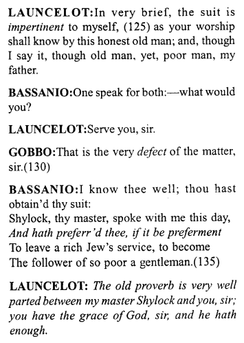 Merchant of Venice Act 2, Scene 2 Translation Meaning Annotations 11