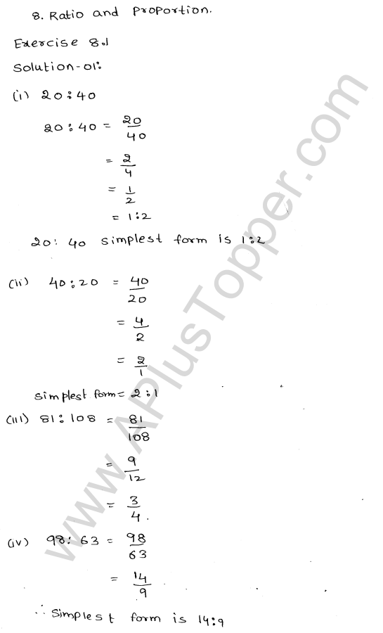 ml-aggarwal-icse-solutions-for-class-6-maths-chapter-8-ratio-and-proportion-1
