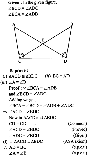 ML Aggarwal Class 9 Solutions for ICSE Maths Chapter 10 Triangles 10.2 Q8.1