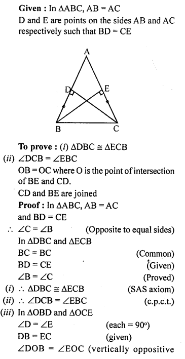 ML Aggarwal Class 9 Solutions for ICSE Maths Chapter 10 Triangles 10.3 Q11.1