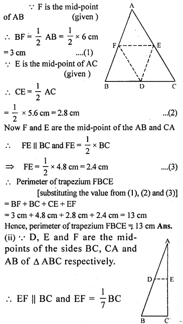 ML Aggarwal Class 9 Solutions for ICSE Maths Chapter 11 Mid Point Theorem Q1.2