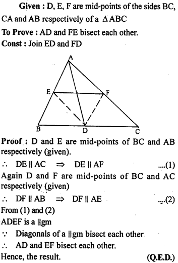 ML Aggarwal Class 9 Solutions for ICSE Maths Chapter 11 Mid Point Theorem ch Q3.1