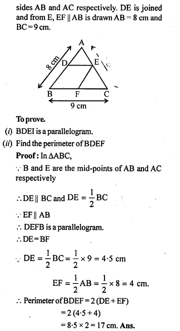 ML Aggarwal Class 9 Solutions for ICSE Maths Chapter 11 Mid Point Theorem ch Q4.1