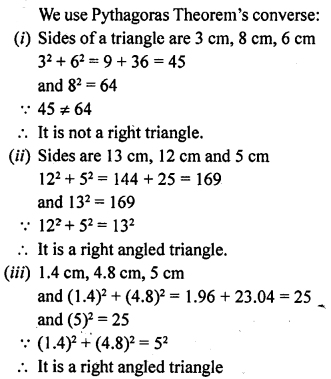 ML Aggarwal Class 9 Solutions for ICSE Maths Chapter 12 Pythagoras Theorem Q1.1