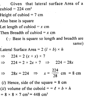 ML Aggarwal Class 9 Solutions for ICSE Maths Chapter 16 Mensuration 19.1