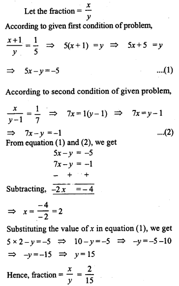 ML Aggarwal Class 9 Solutions for ICSE Maths Chapter 6 Problems on Simultaneous Linear Equations Q10.1