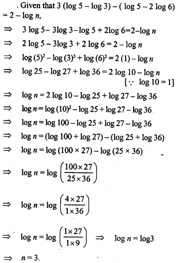 ML Aggarwal Class 9 Solutions for ICSE Maths Chapter 9 Logarithms 9.2 Q11.1