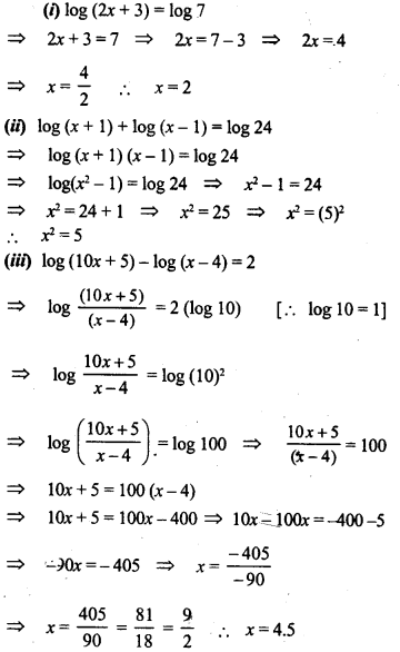 ML Aggarwal Class 9 Solutions for ICSE Maths Chapter 9 Logarithms 9.2 Q22.1