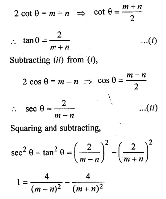 ML Aggarwal Class 10 Solutions for ICSE Maths Chapter 19 Trigonometric Identities Chapter Test Q12.1