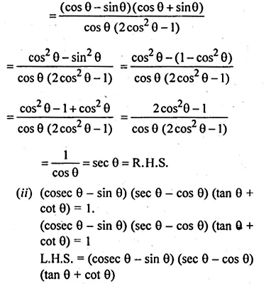 ML Aggarwal Class 10 Solutions for ICSE Maths Chapter 19 Trigonometric Identities Chapter Test Q5.1