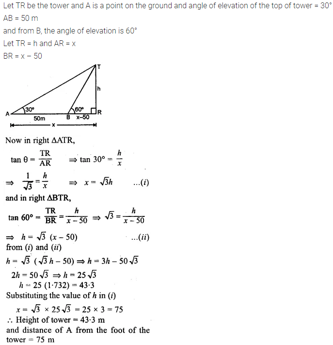 ML Aggarwal Class 10 Solutions for ICSE Maths Chapter 21 Heights and Distances Chapter Test Q1.1