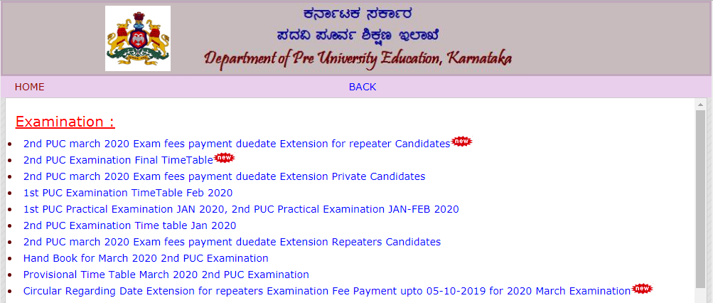 Karnataka PUC Examinations