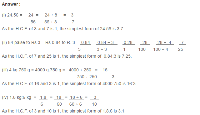 Ratio Proportion and Unitary Method RS Aggarwal Class 6 Maths Solutions Ex 10A 1.4