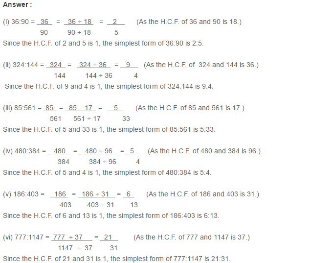 Ratio Proportion and Unitary Method RS Aggarwal Class 6 Maths Solutions Ex 10A 1.6