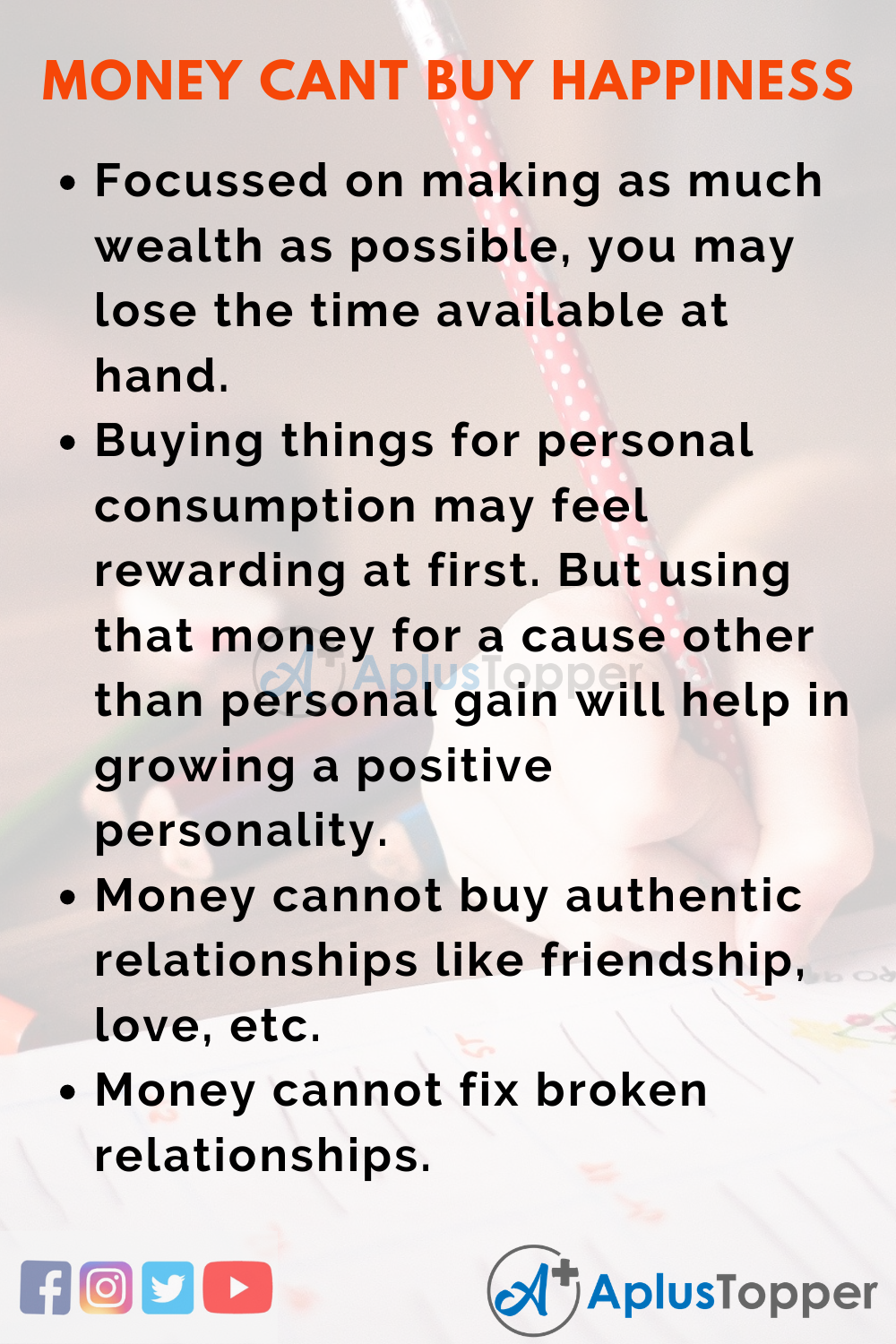 10 Lines Essay on Money Can’t Buy Happiness in English
