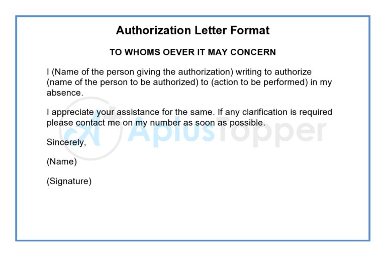 Authorization Letter | Letter of Authorization Format, Samples - A Plus