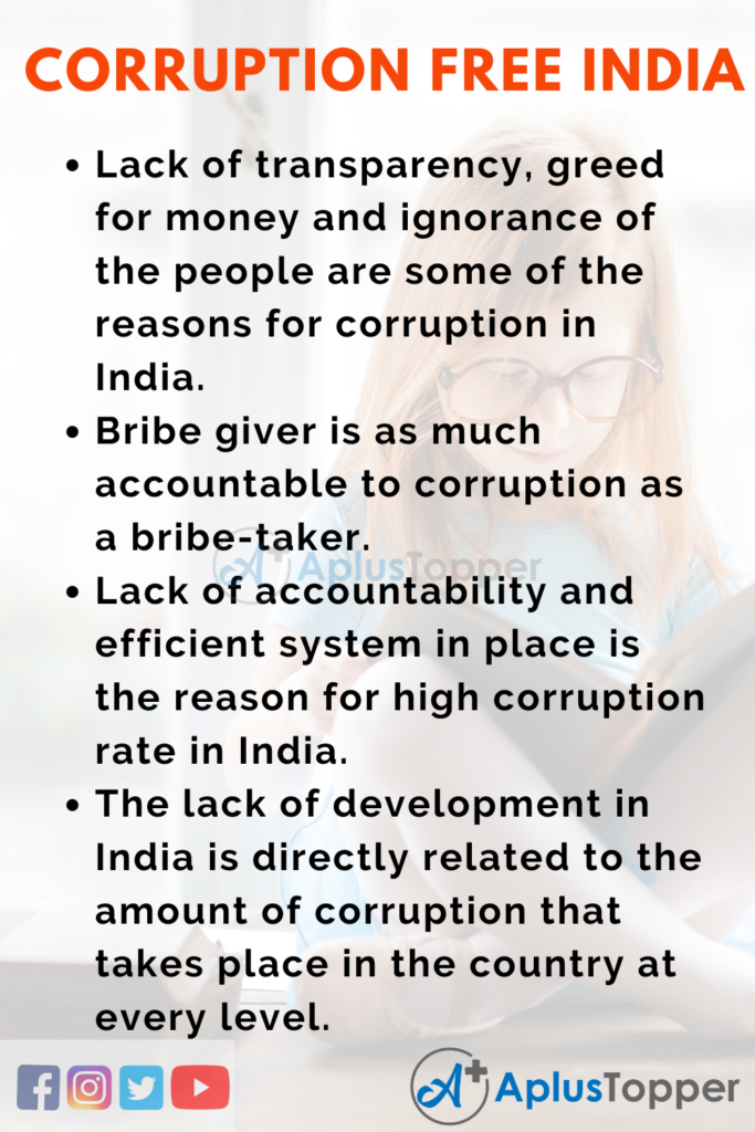 essay on corruption free india for development