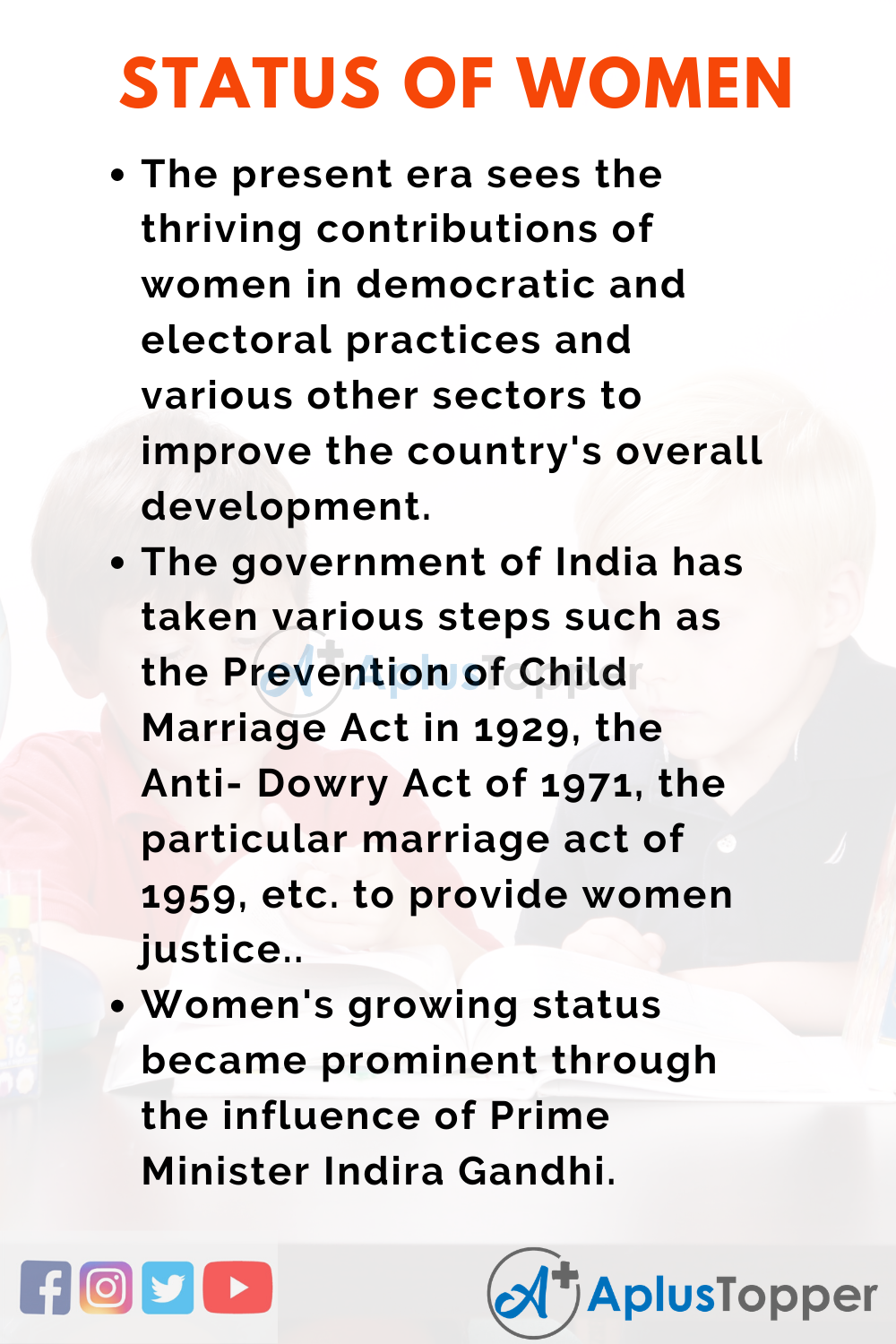 Essay About Status of Women in India