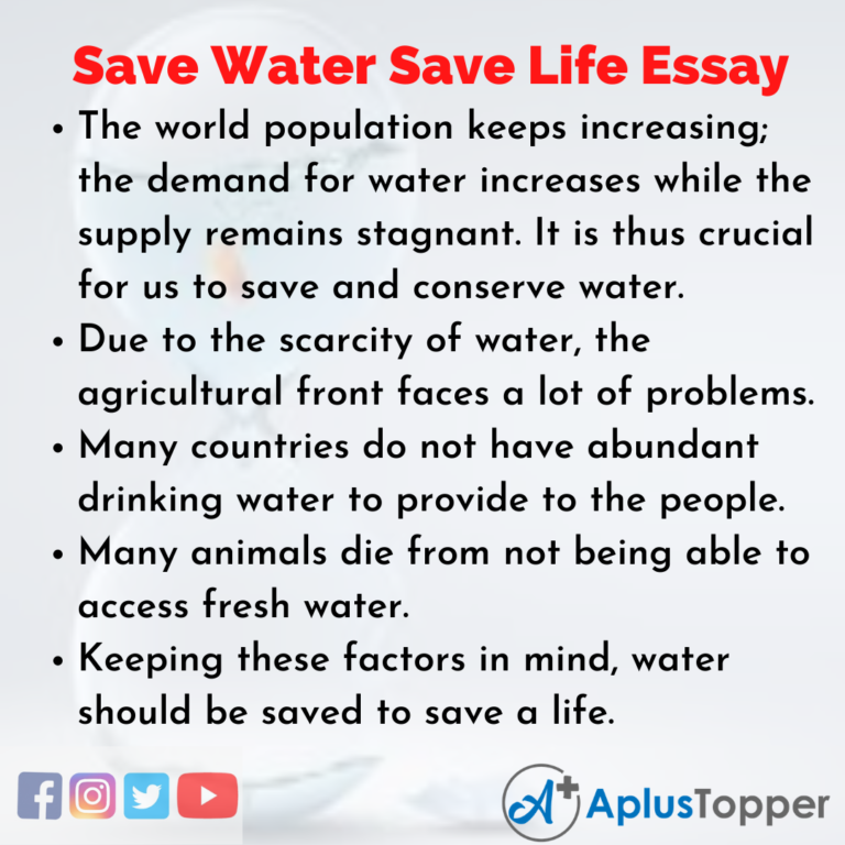 essay on save water save life