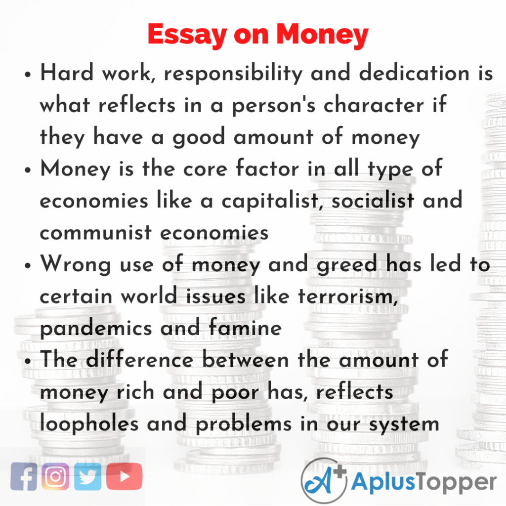 essay on money for class 1