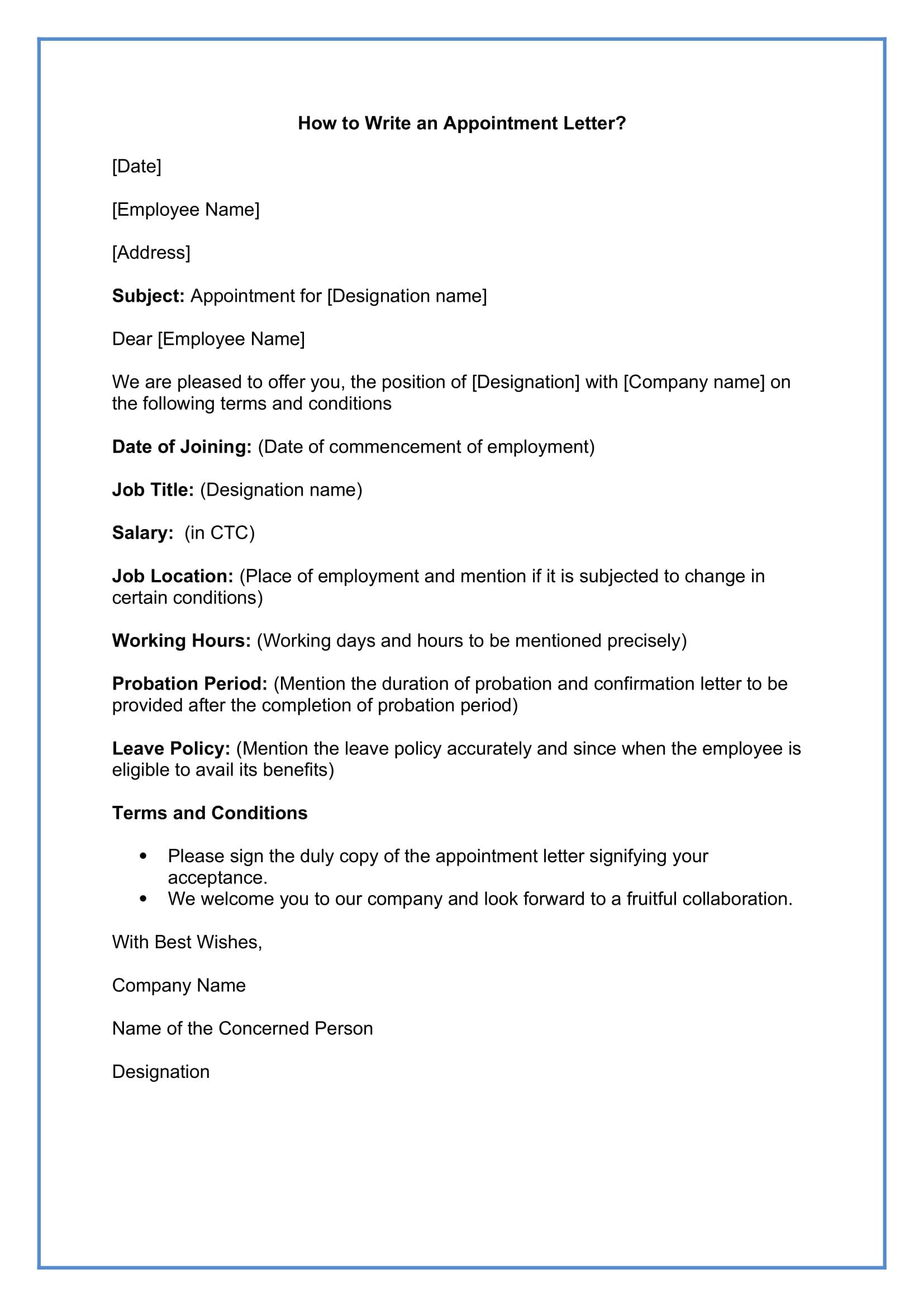 Appointment Letter | Job Appointment Letter Format, Sample Appointment  Letter, Templates - A Plus Topper