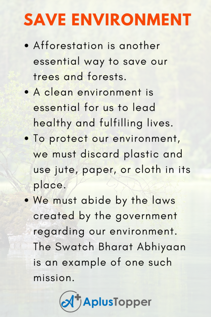 write an article on save environment