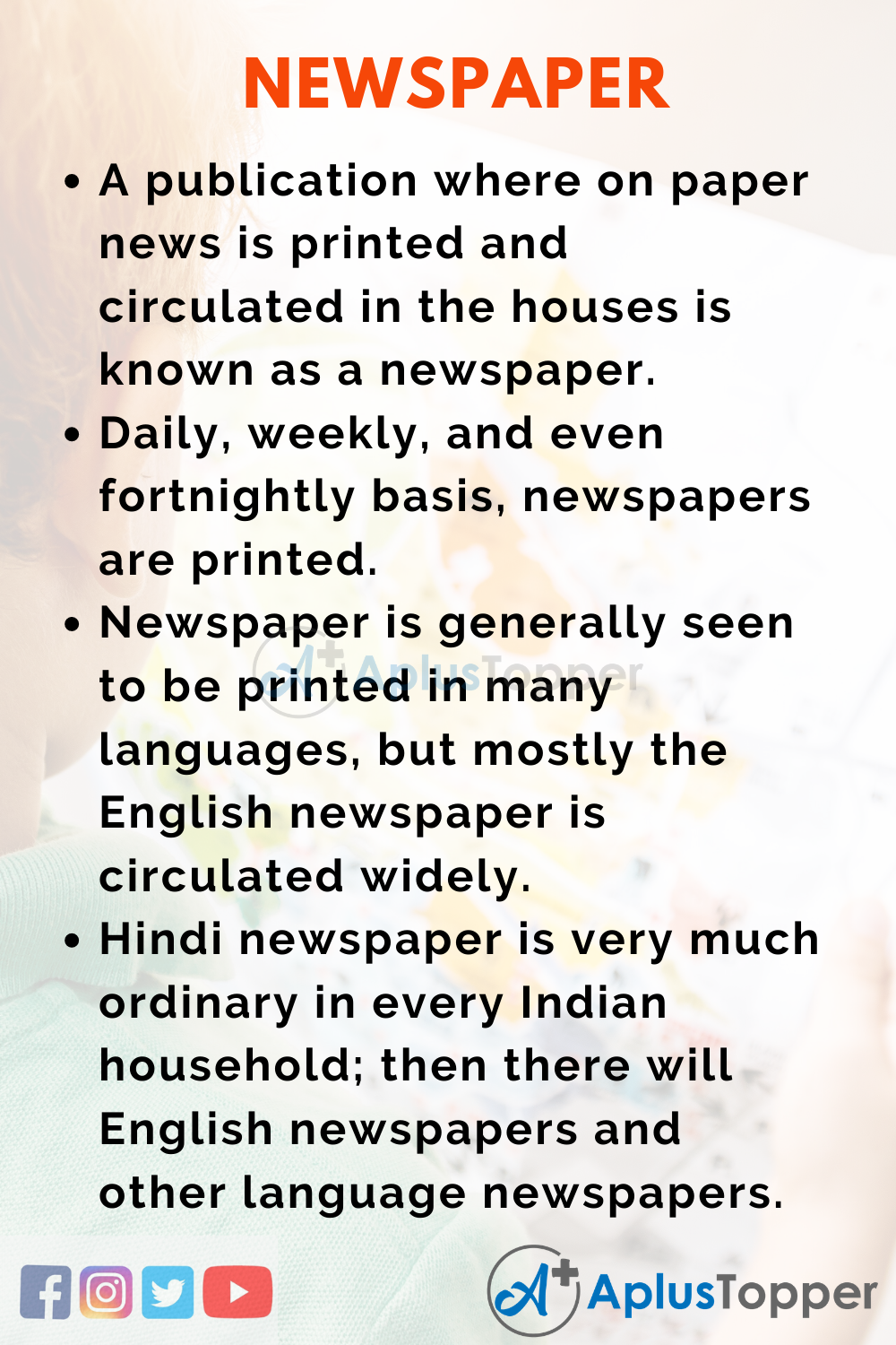 10 Lines On Newspaper For Students And Children In English A Plus Topper