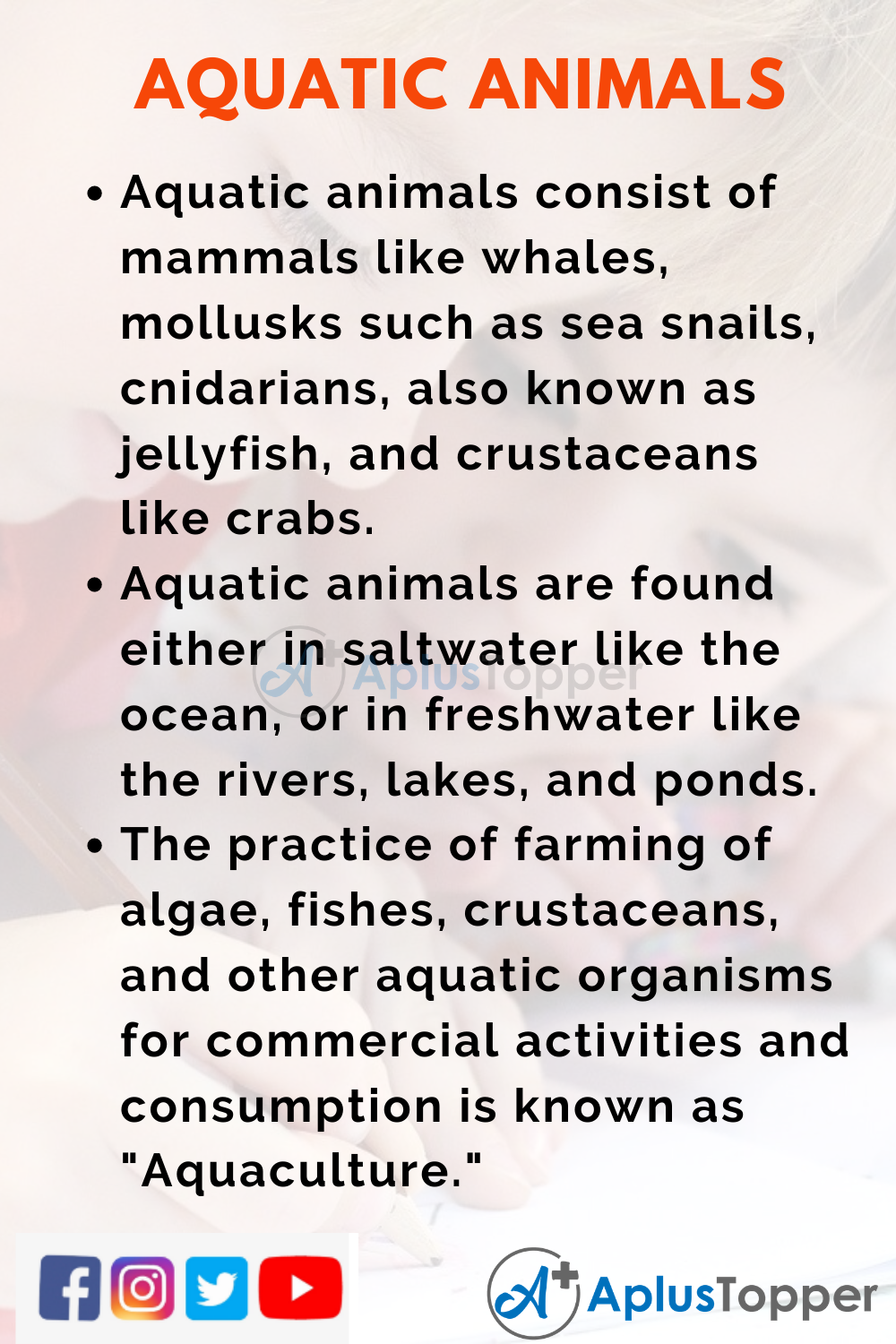 10 Lines on Aquatic Animals for Higher Class Students