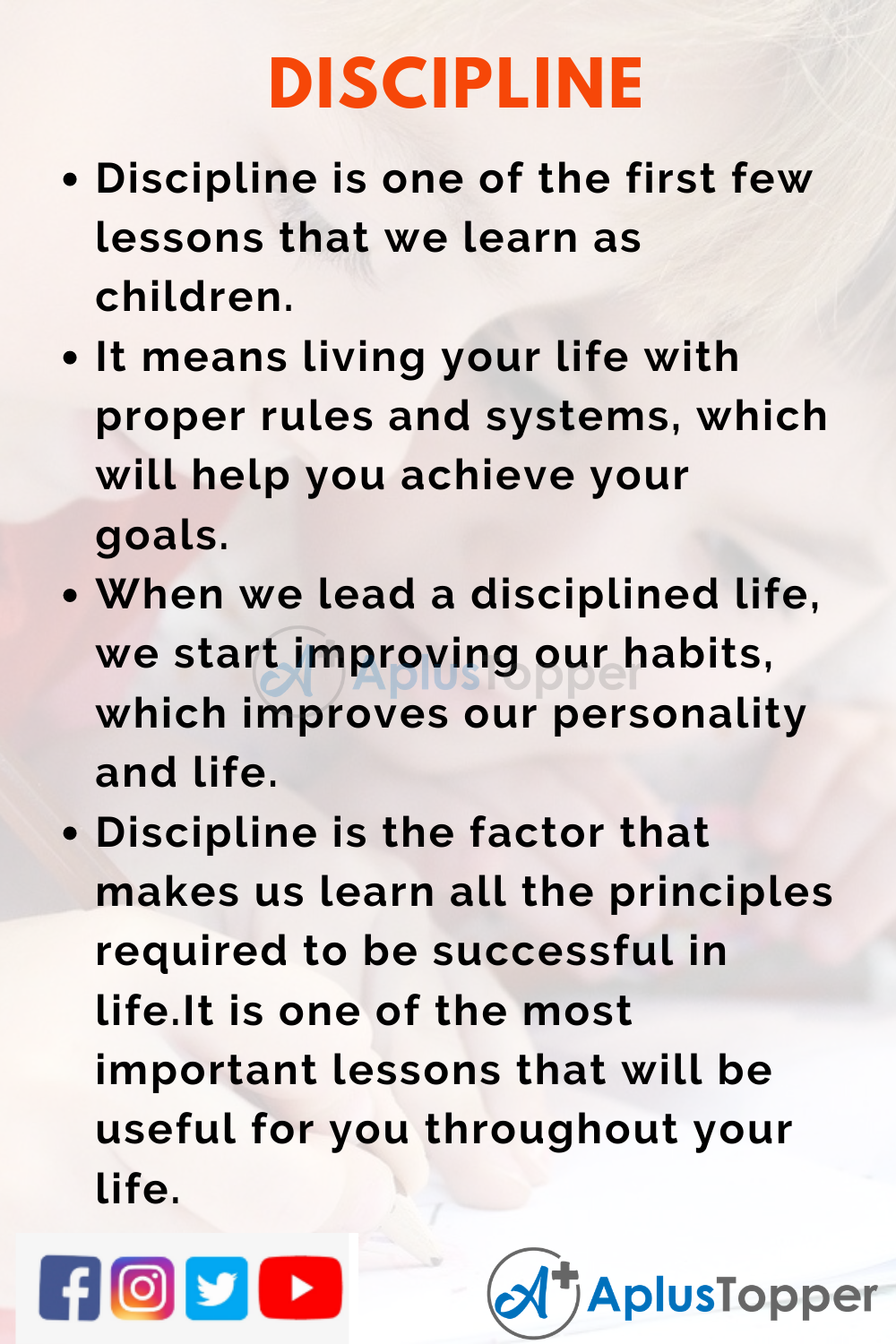 10-Lines-on-Discipline-for-Kids Stop Wasting Time And Start discipline