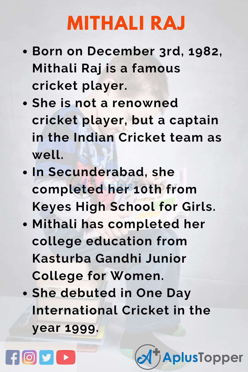 10 Lines on Mithali Raj for Kids