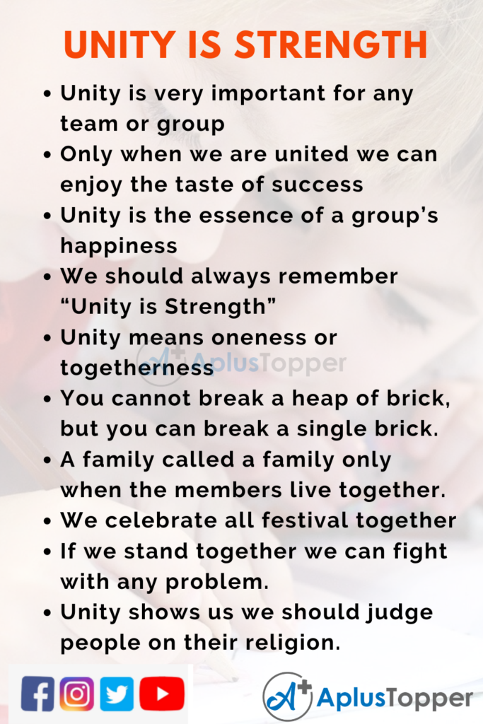 unity is strength essay for class 6