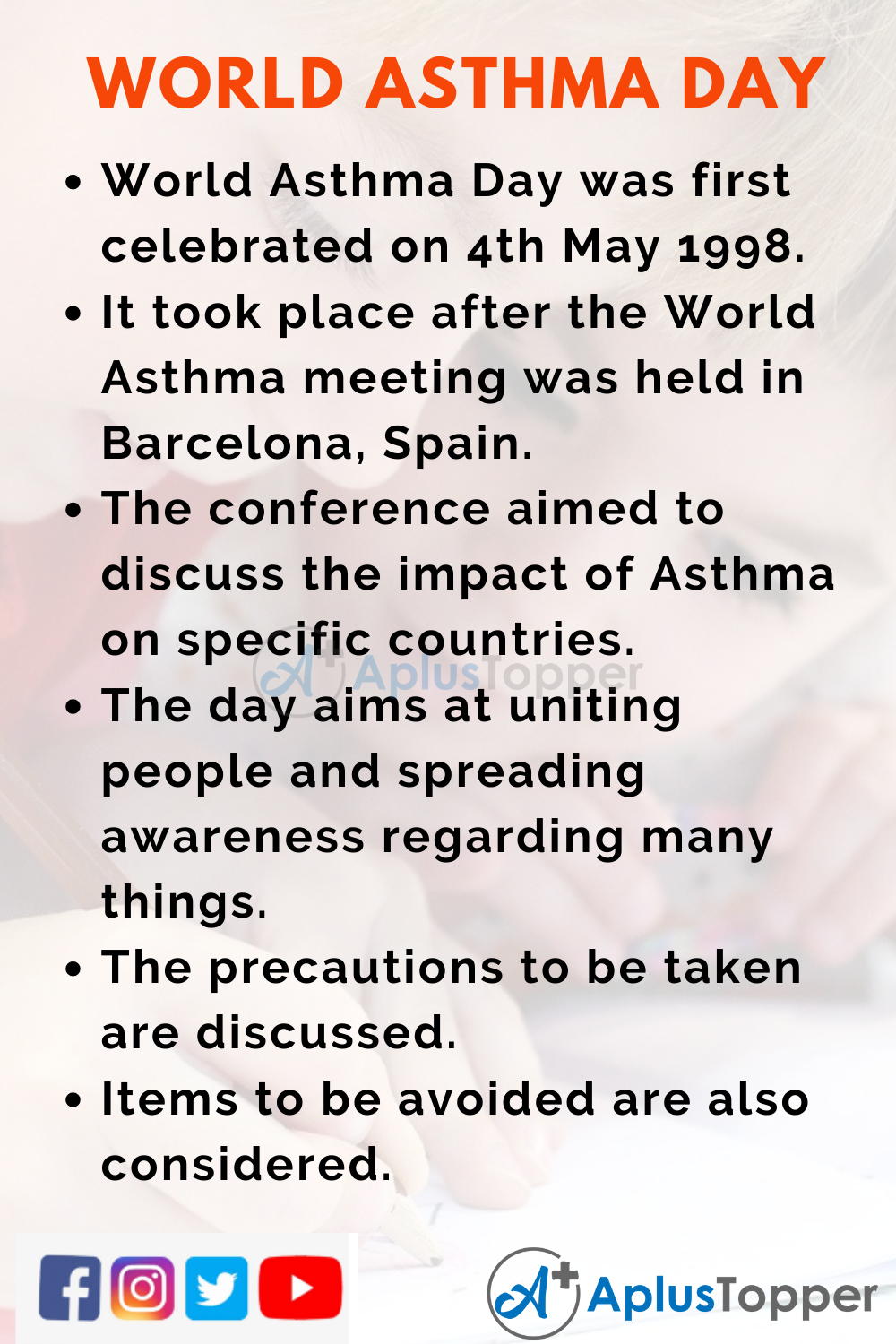 10 Lines on World Asthma Day for Kids