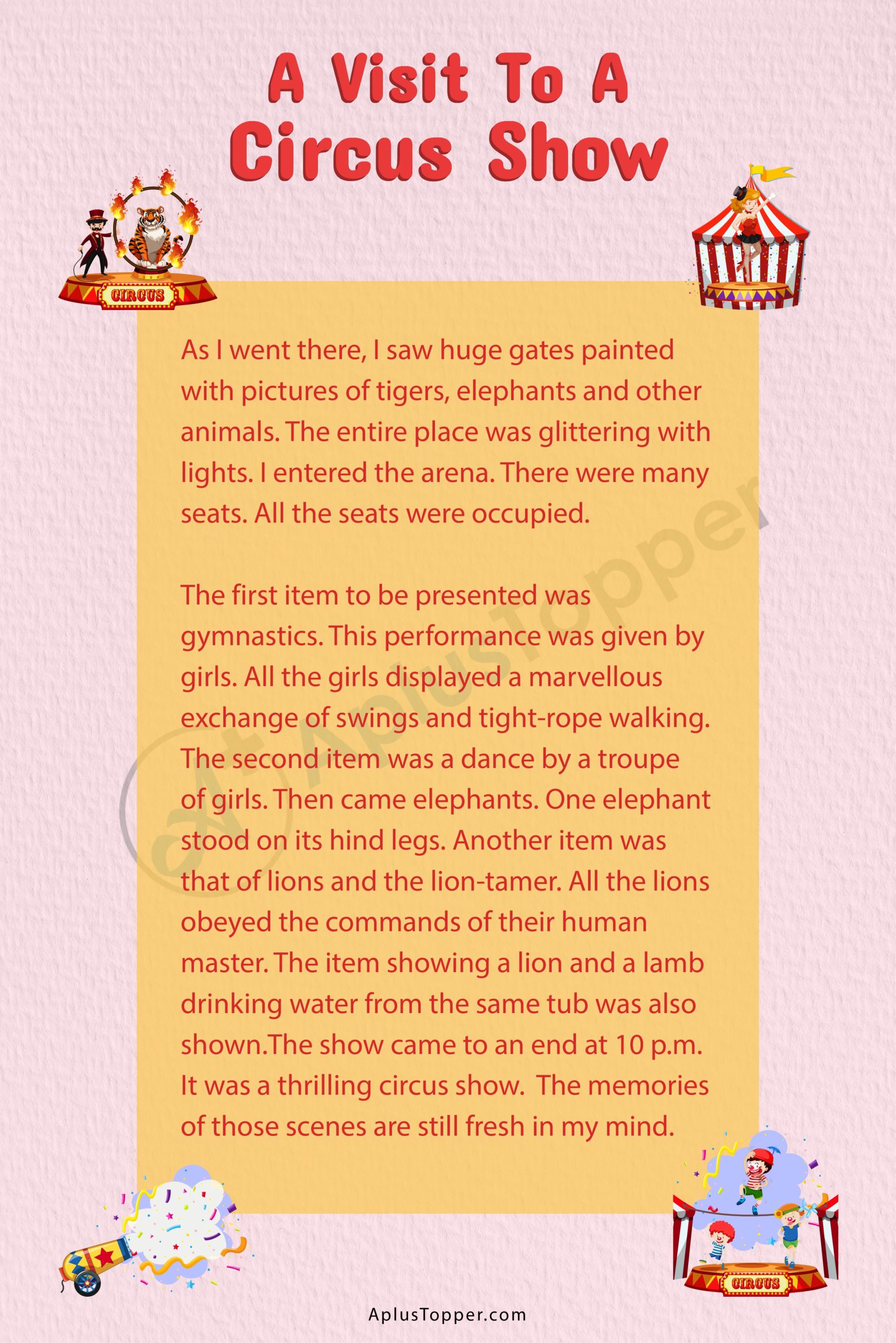 A Visit To A Circus Show Essay | Essay on A Visit To A Circus Show for  Students and Children in English