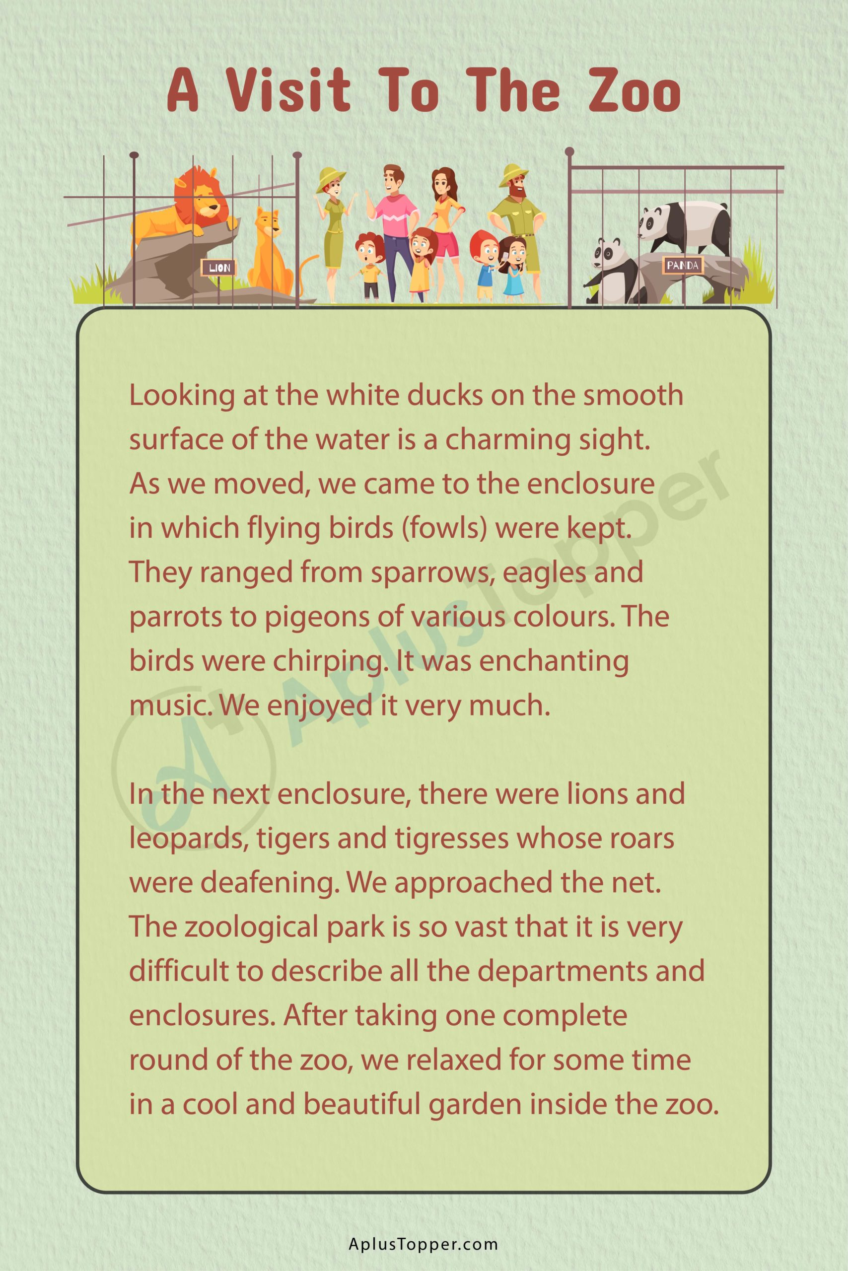 short note on visit to zoo