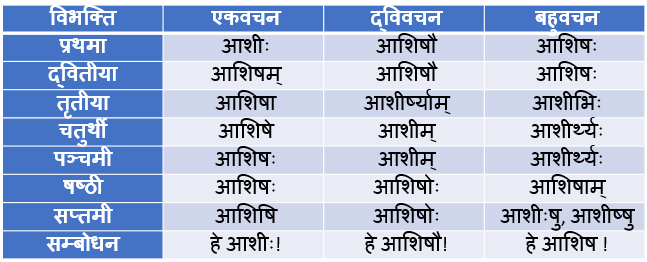 Ashish Shabd Roop In Sanskrit 