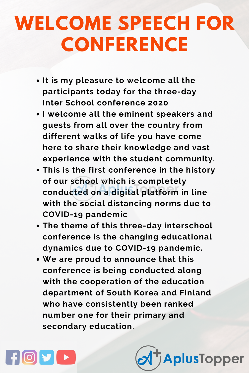 sample welcome speech for conference