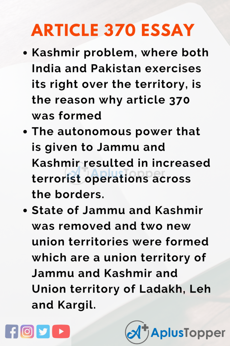 essay on article 370 in 250 words