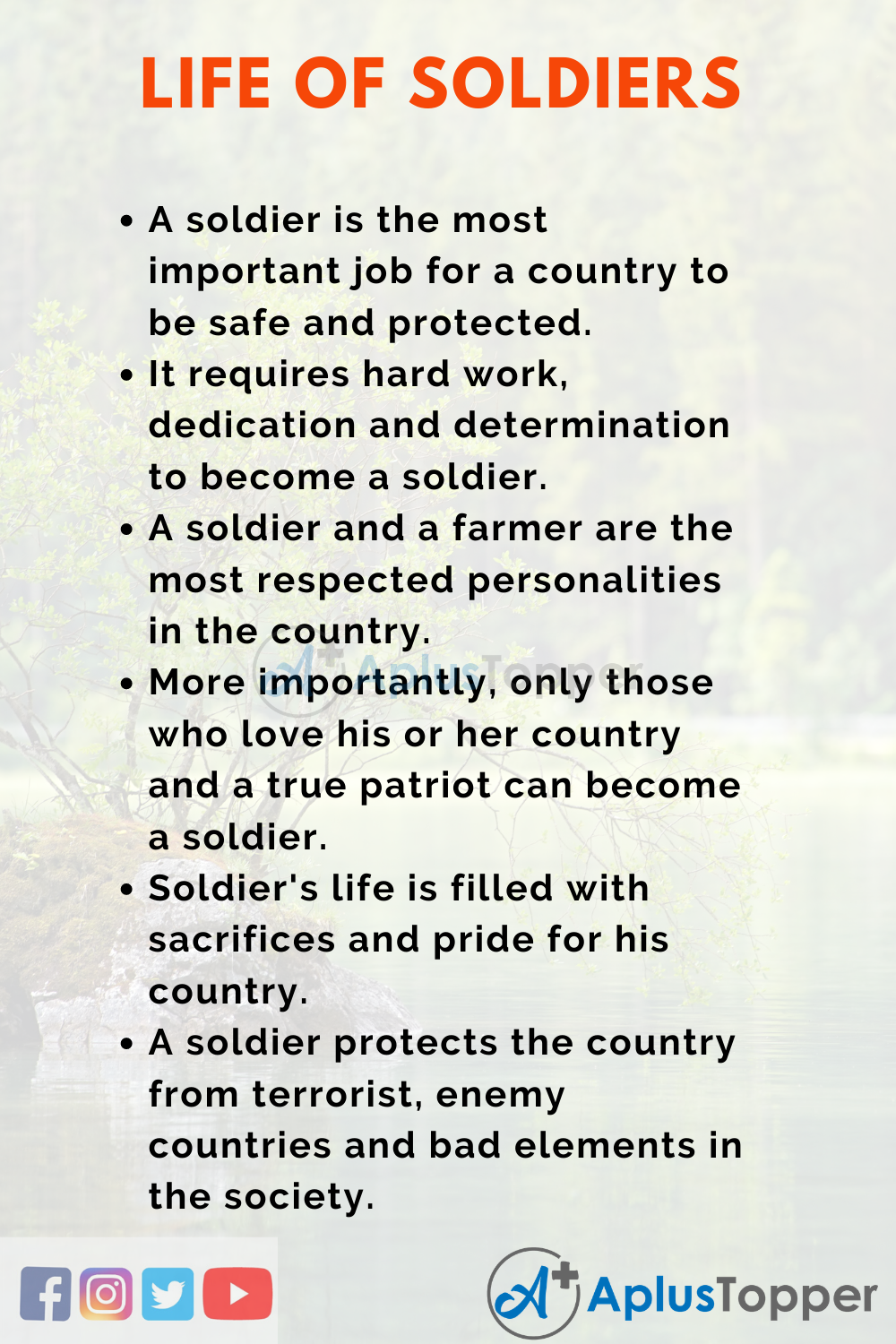 Essay on Life of Soldiers