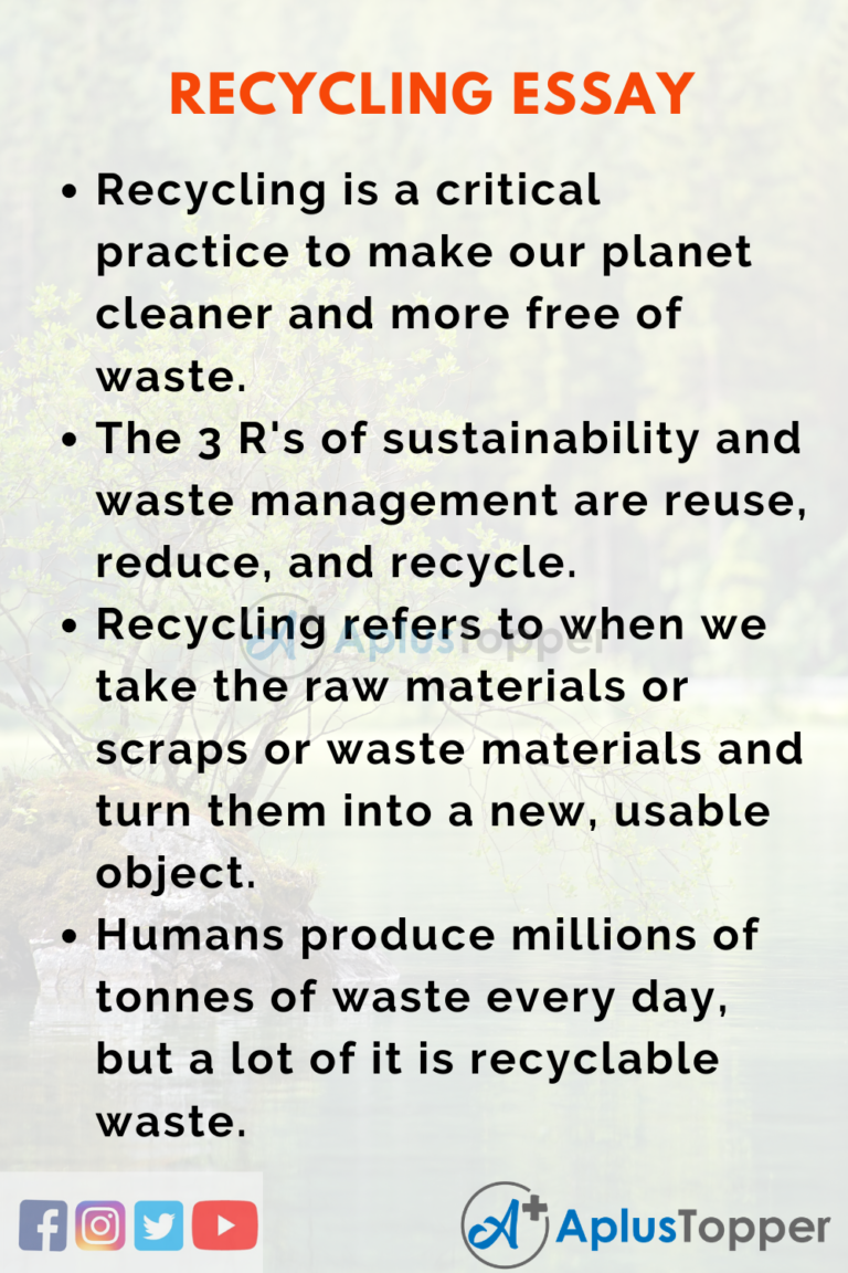 importance of recycling essay for class 5