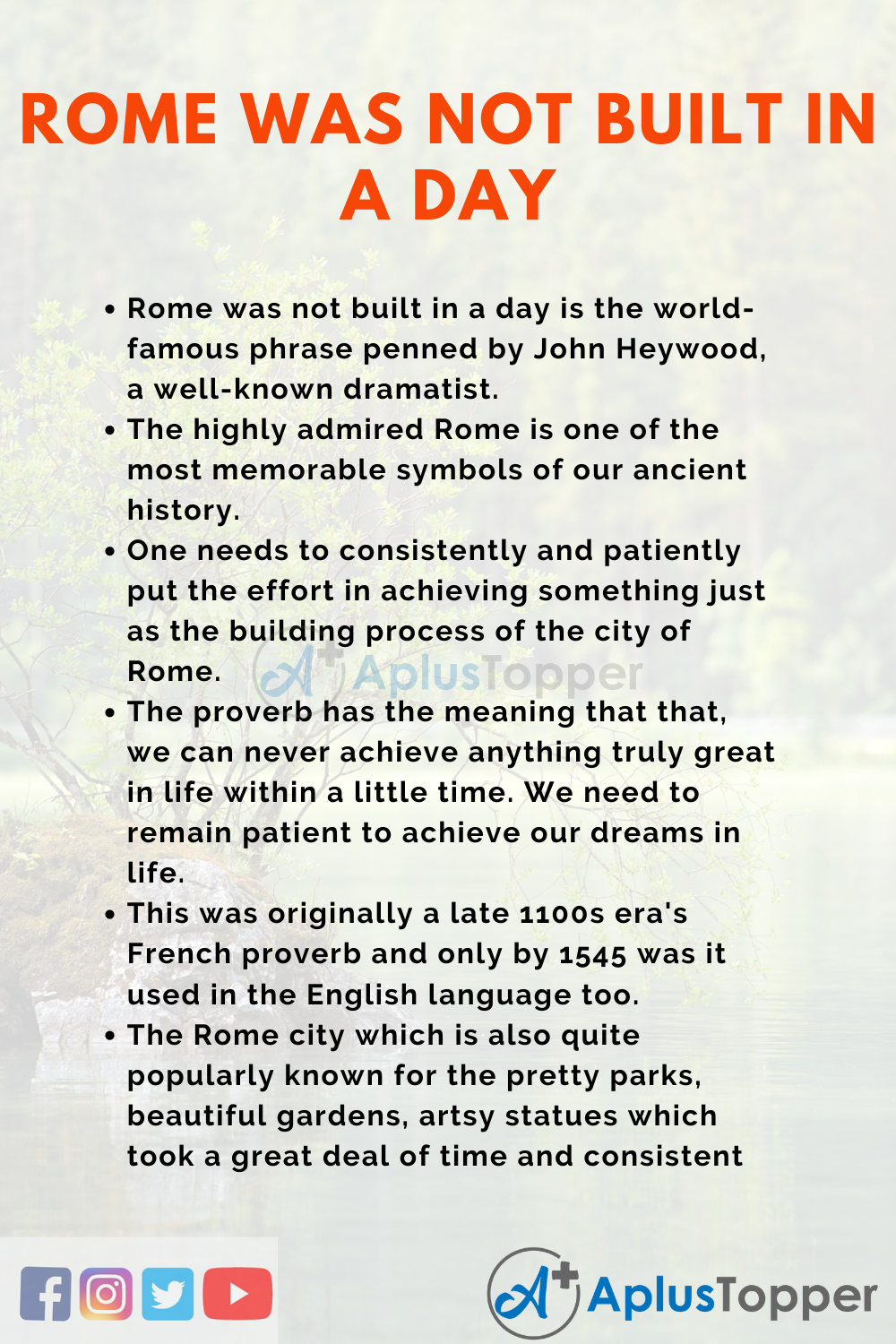 Essay on Rome Was Not Built in a Day
