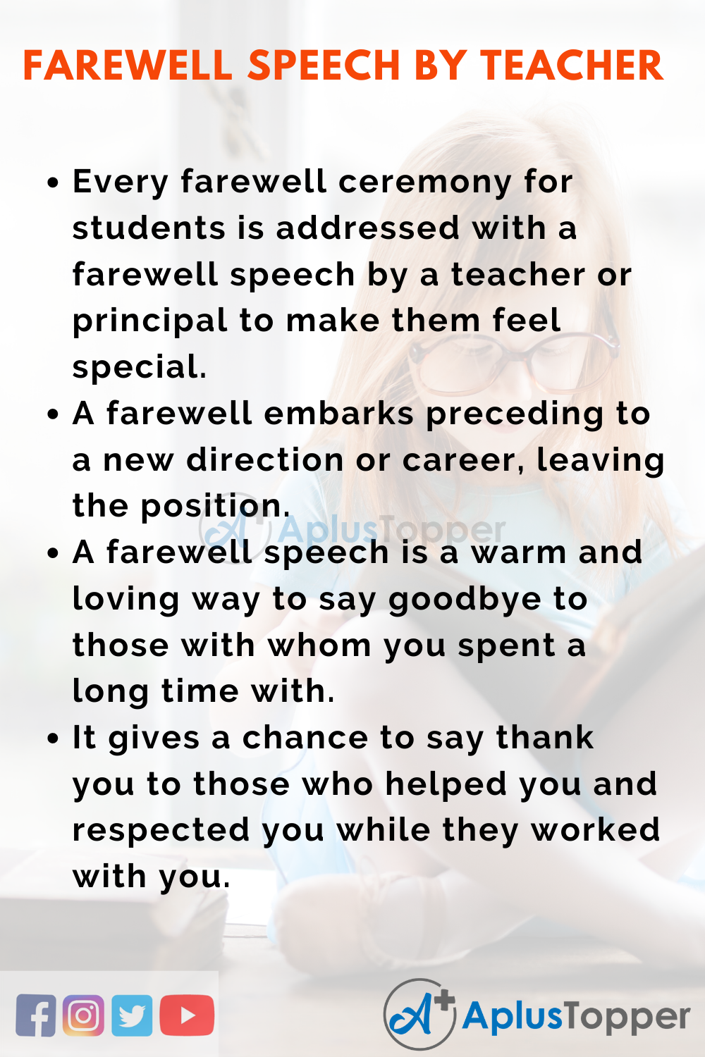 Farewell Speech by Teacher | Speech on Farewell by Teacher for Students in  English - A Plus Topper