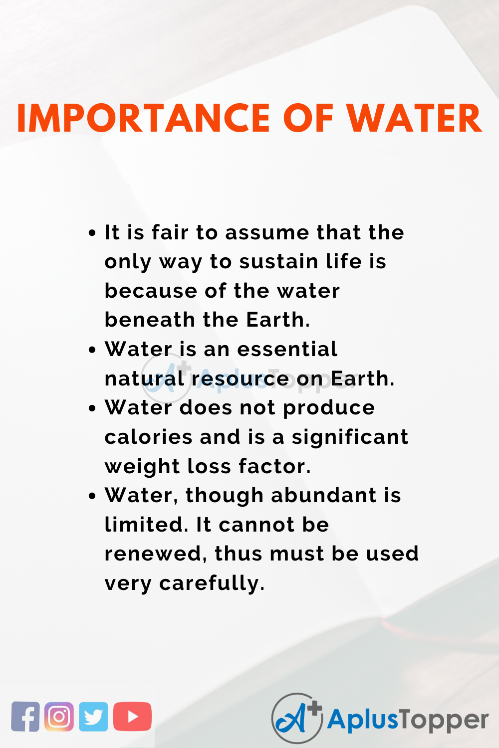 Importance of Water Essay