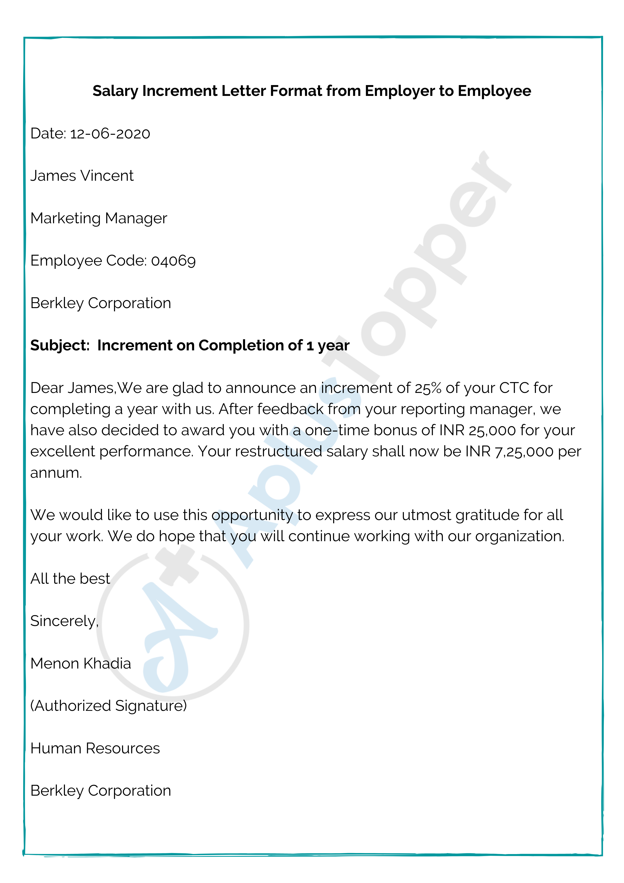 Increment Letter  How To Write Increment Letter?, Samples With Regard To Salary Increase Letter To Employer Template