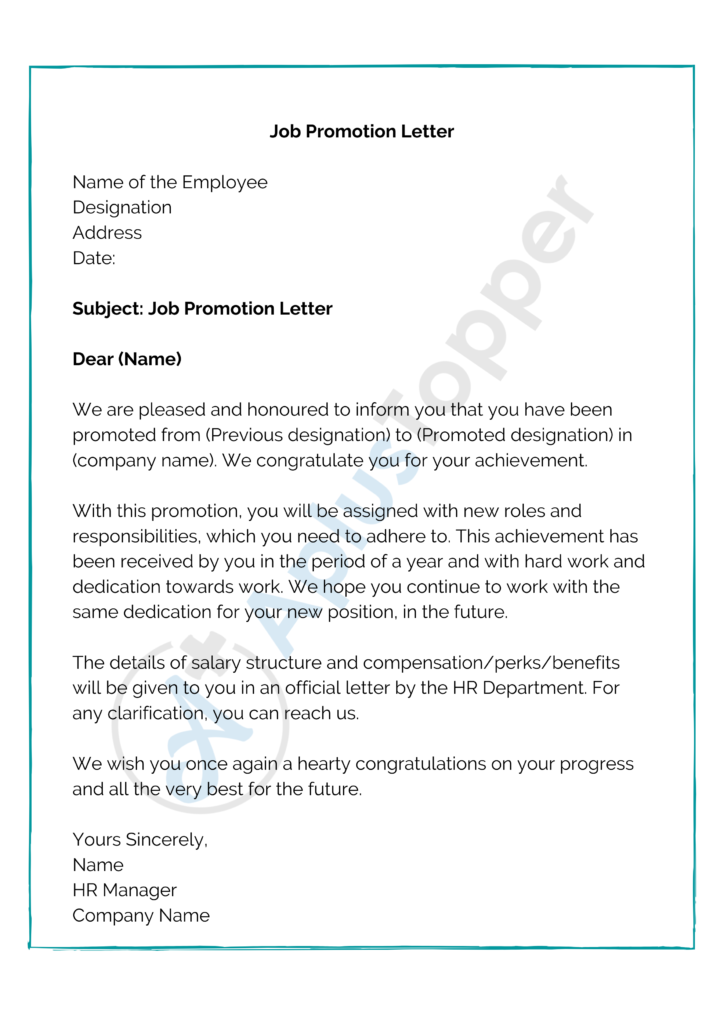 cover letter for promotion at current job