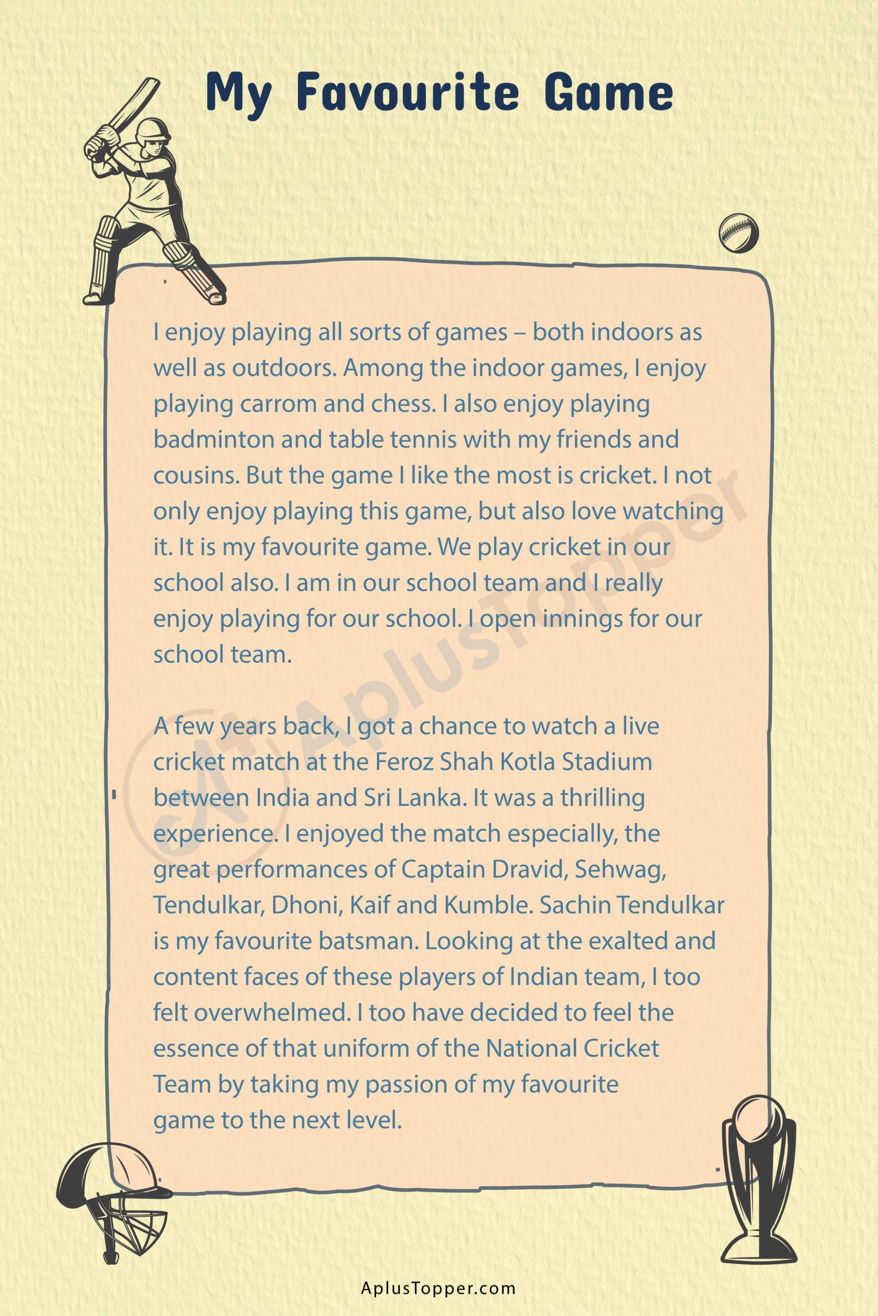 My Favourite Game Essay  Essay on My Favourite Game for Students and  Children in English - A Plus Topper