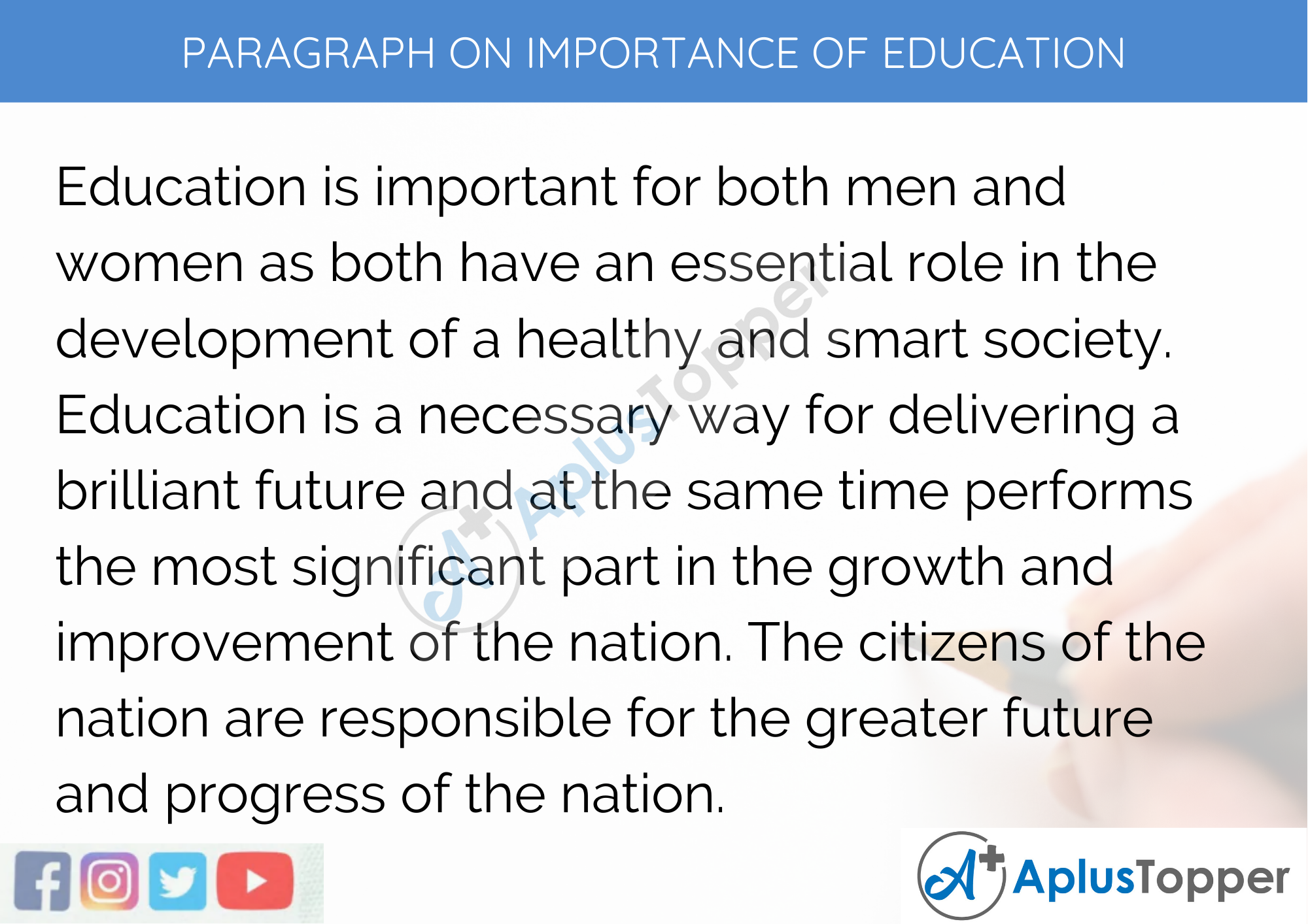 paragraph on importance of education for class 9